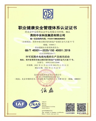 職業(yè)健康安全管理體系認(rèn)證證書 